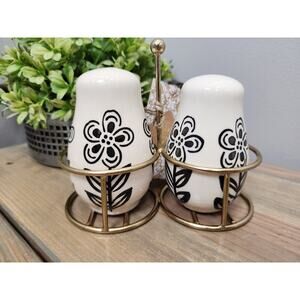 Boho Chic Ceramic Flower Salt & Pepper Shakers Made In India Handcrafted